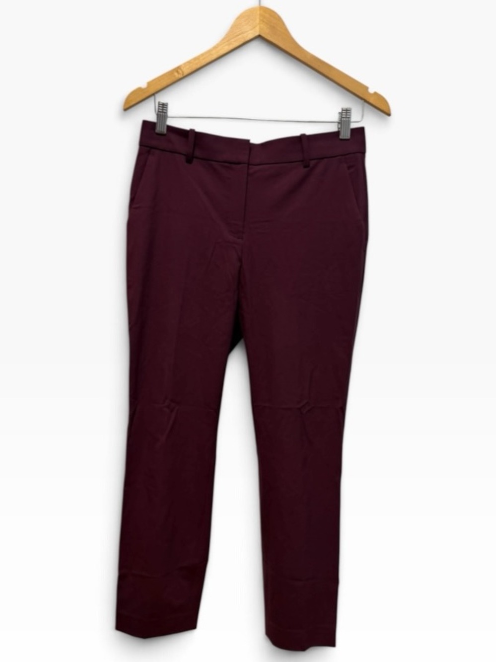 Theory Burgundy Treeca 2 Wool Blend Pants Classic Minimalist Office Sz